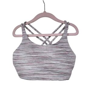 Athleta Girl Gray Pink Heathered Criss Cross Back Sports Bra M 8-10